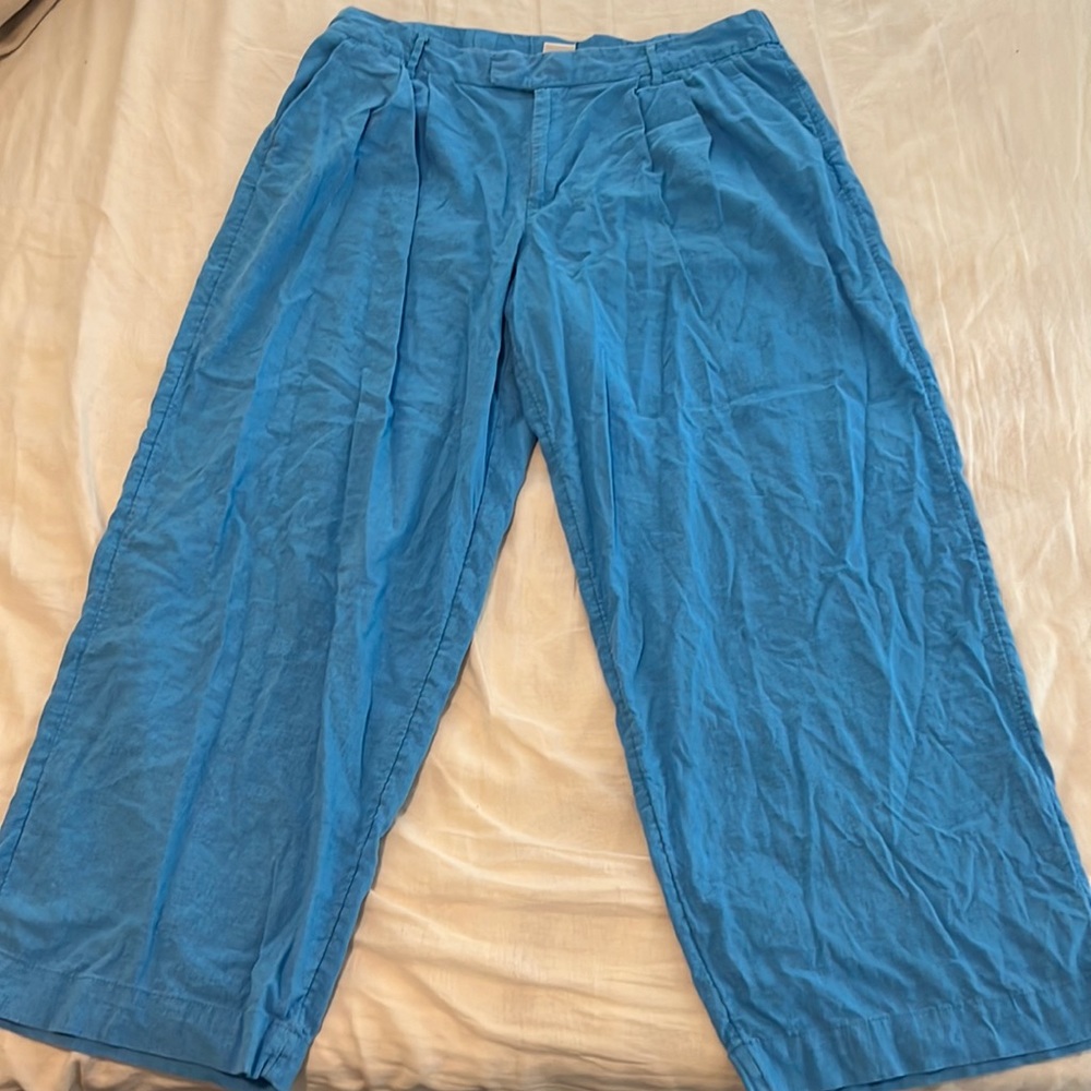 a new day blue linen blend wide leg trousers